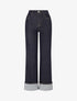 Jean wide leg à revers coupe droite - Bleu brut - 1