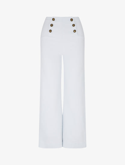 Jean droit style pantalon à pont - Blanc - 1
