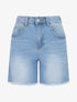 Short push en jean à bas effilochés - Bleu - 1