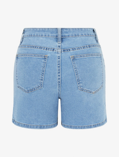 Short en jean bords fendus - Bleu - 2