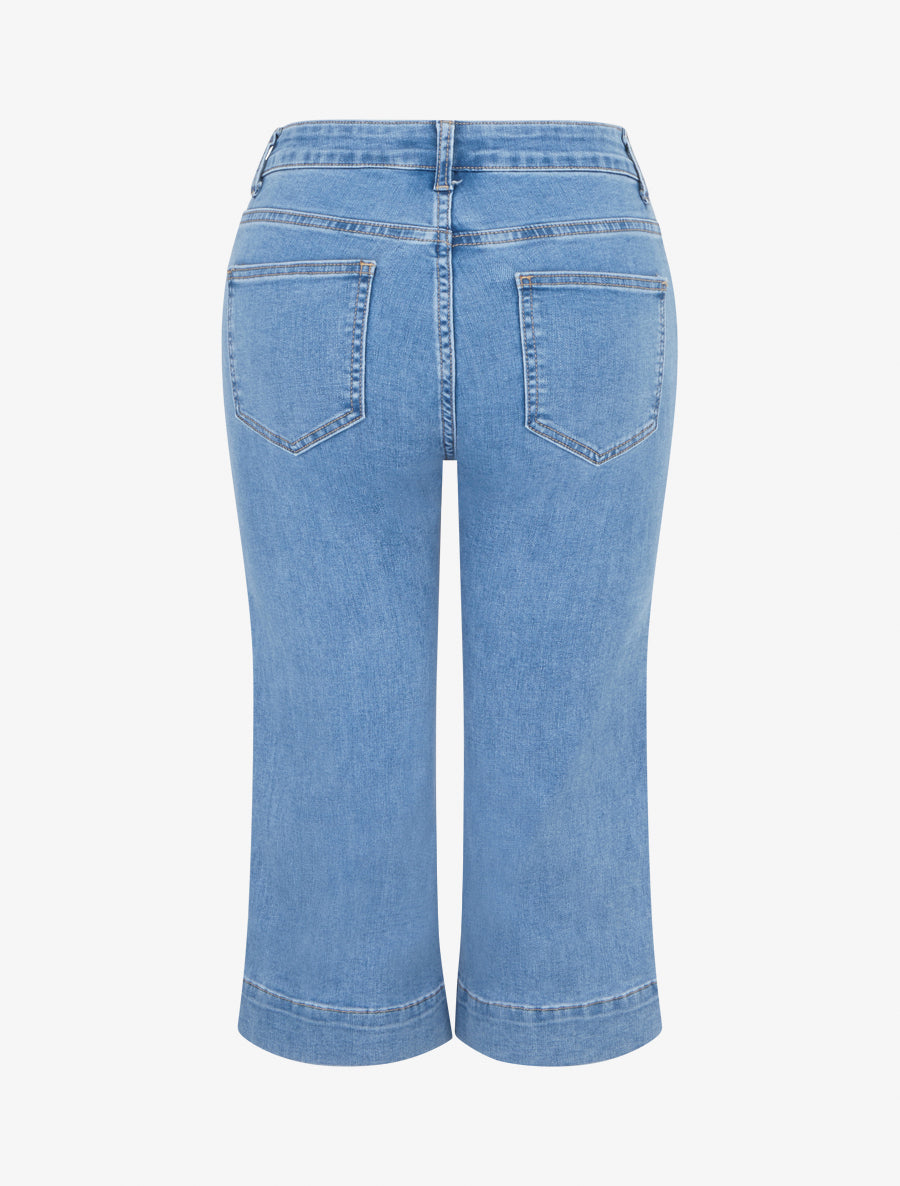 Pantacourt en jean taille haute - Bleu - 2