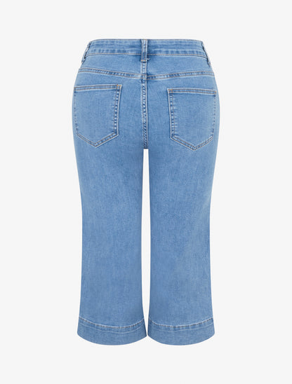 Pantacourt en jean taille haute - Bleu - 2