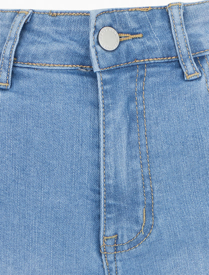 Pantacourt à ourlet en jean - Bleu - 3