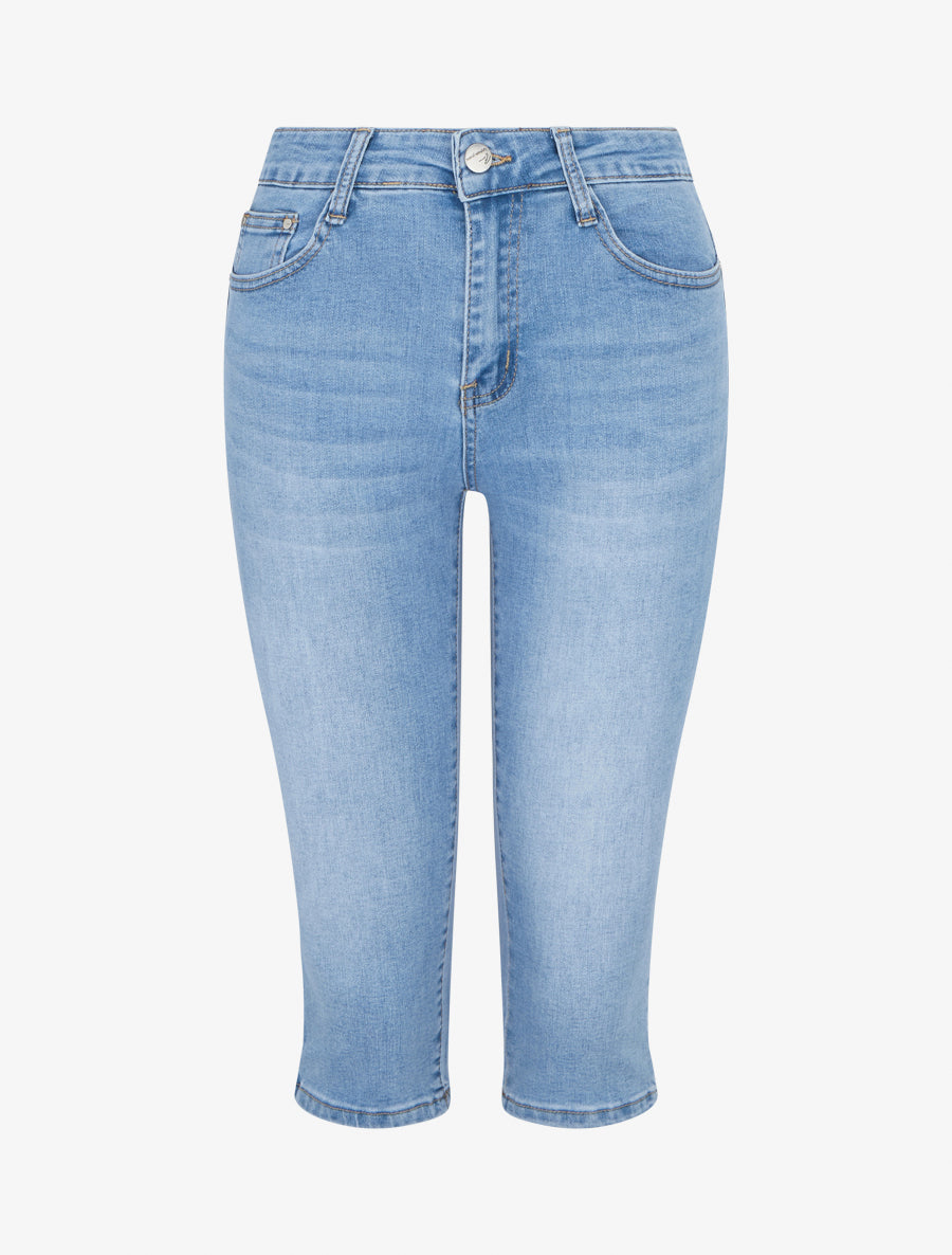 Pantacourt push up en jean - Bleu - 1