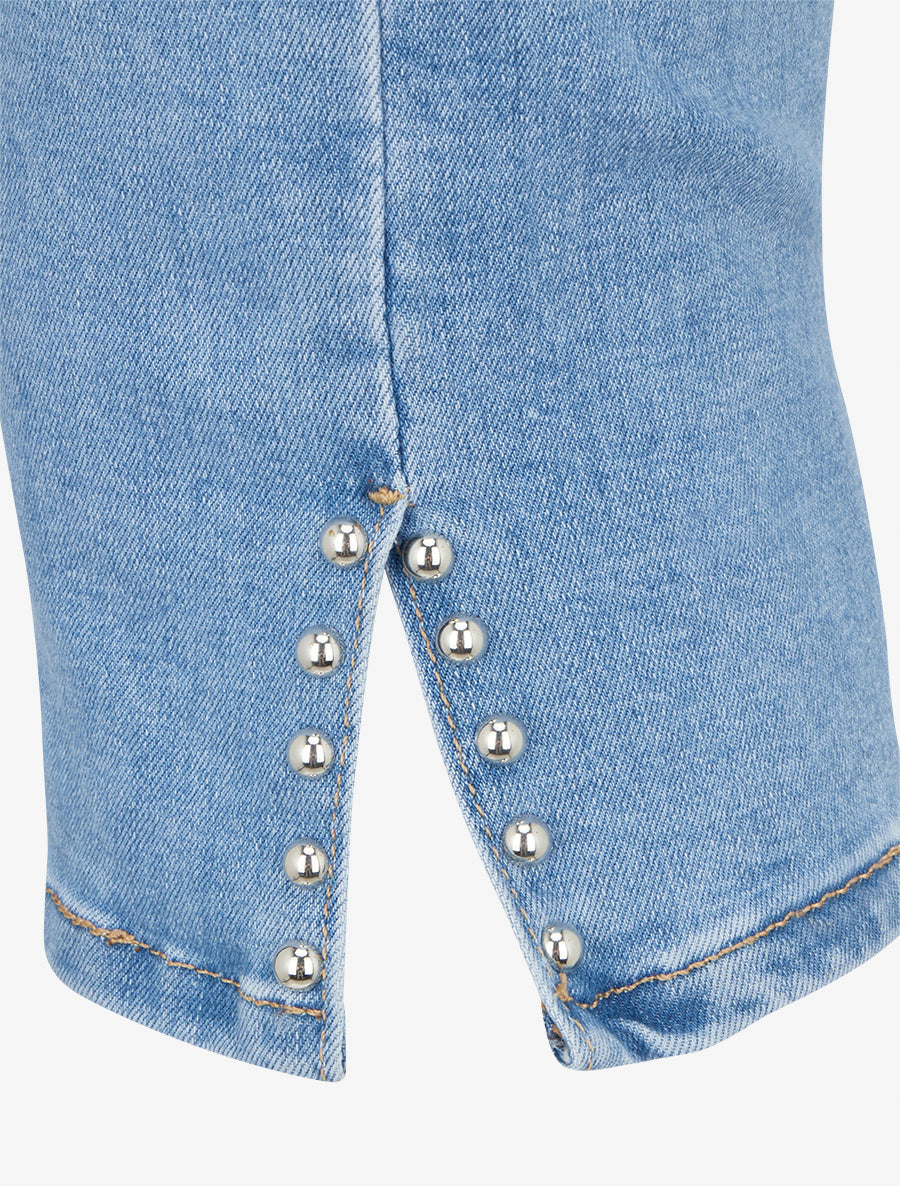 Pantacourt fendu en jean - Bleu - 3