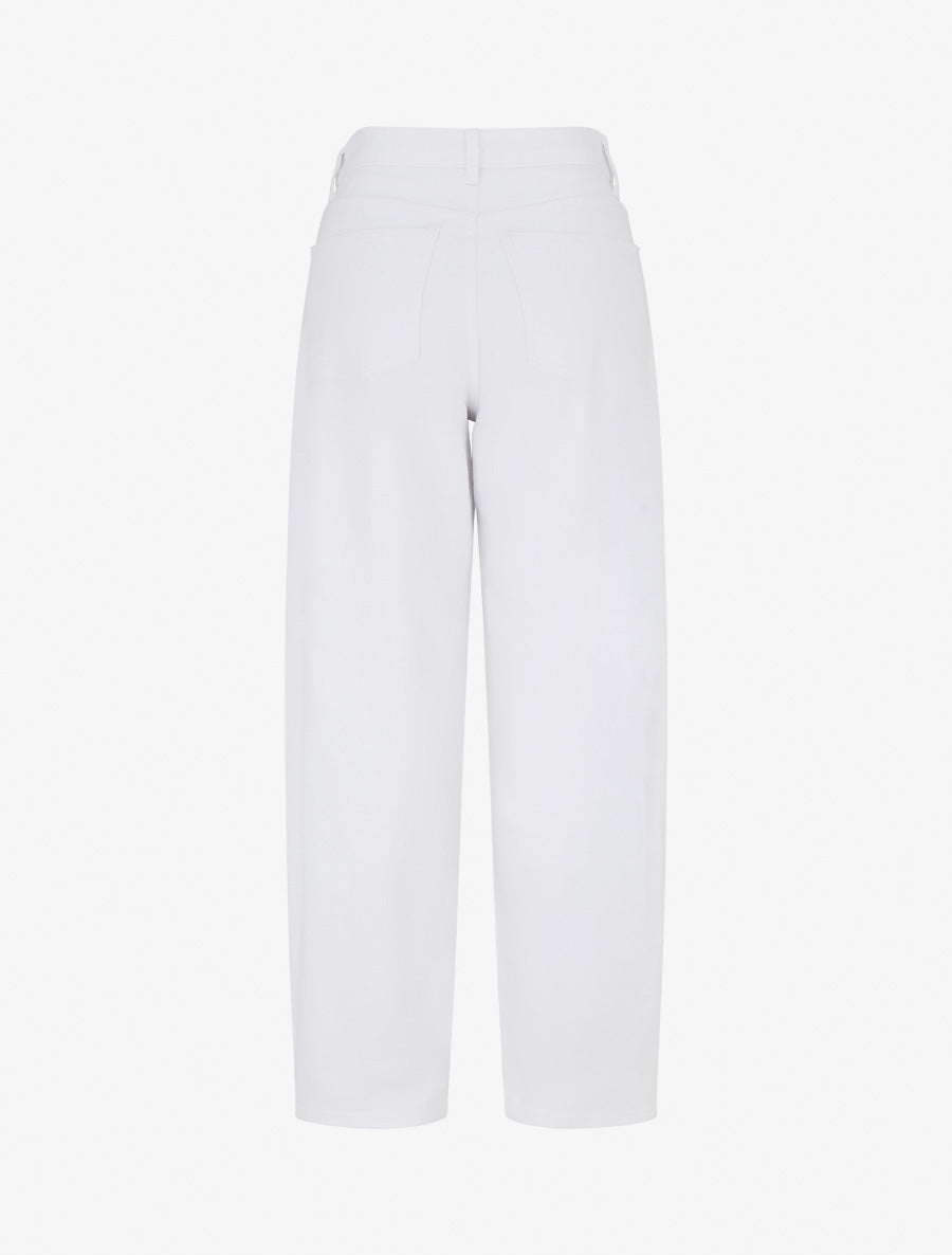 Jean ballon à coutures horizontales coupe droite - Blanc