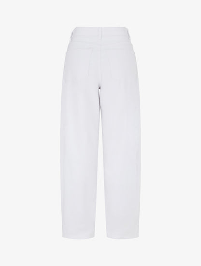 Jean ballon à coutures horizontales coupe droite - Blanc