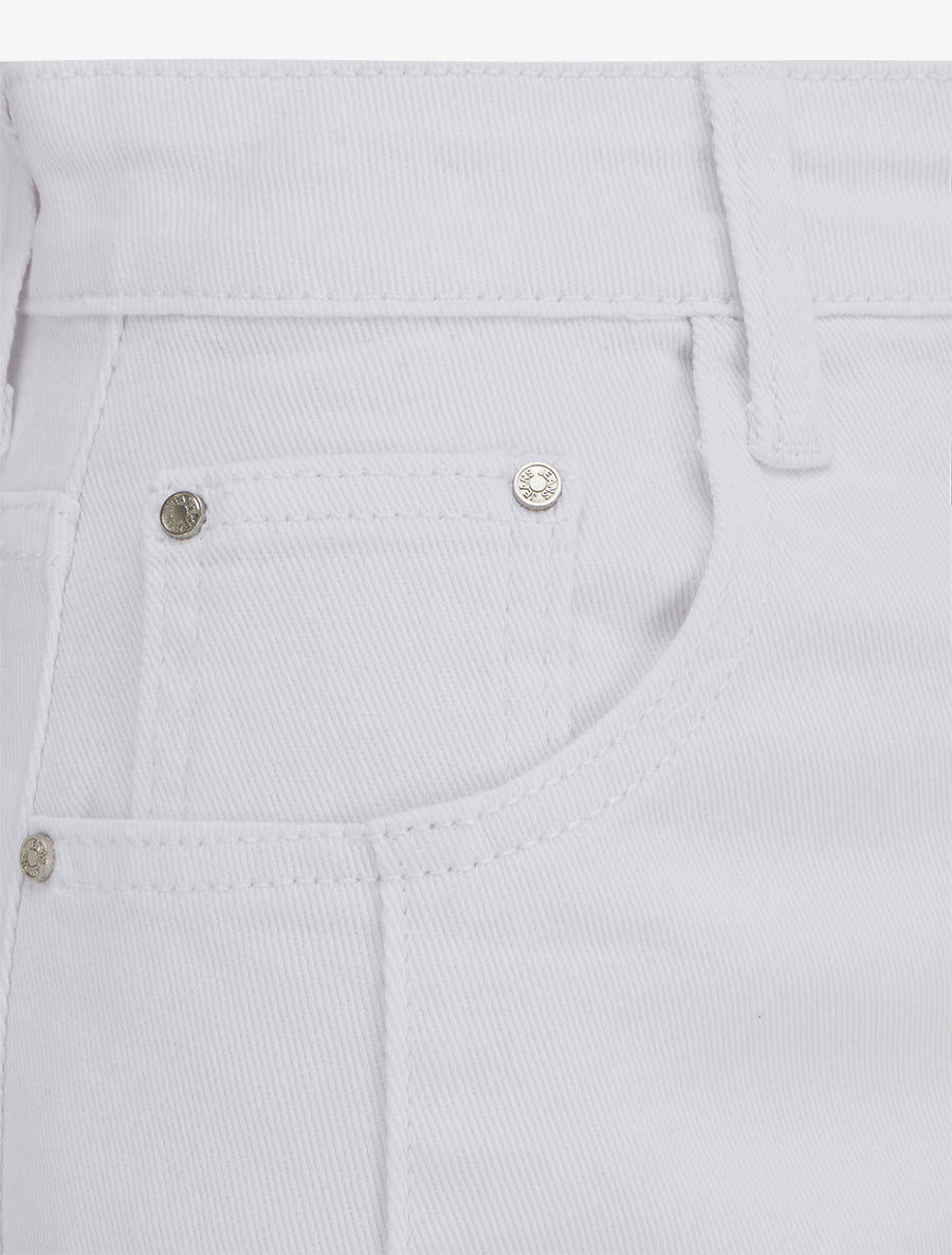 Jean ballon à coutures horizontales coupe droite - Blanc