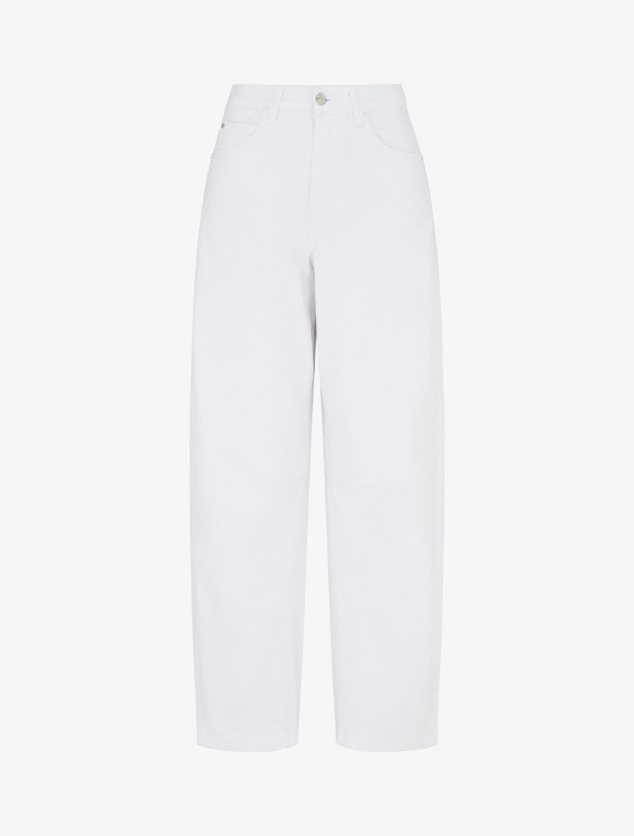 Jean ballon à coutures apparentes coupe droite - Blanc