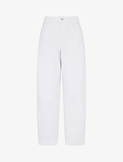 Jean ballon à coutures apparentes coupe droite - Blanc