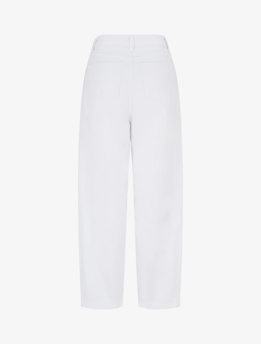 Jean ballon à coutures apparentes coupe droite - Blanc