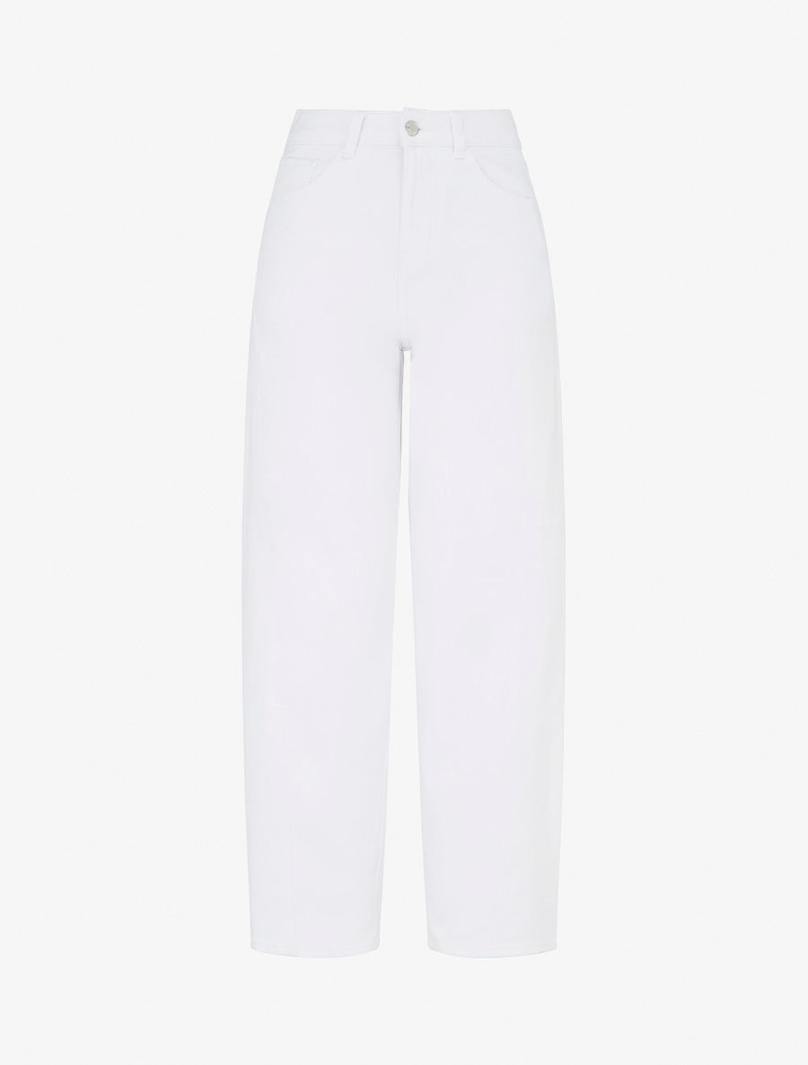 Jean ballon à coutures latérales coupe droite - Blanc