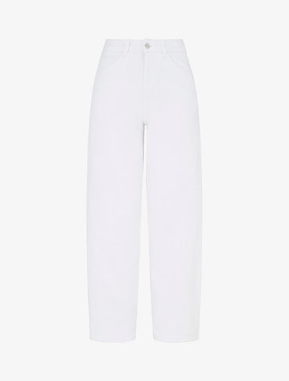 Jean ballon à coutures latérales coupe droite - Blanc