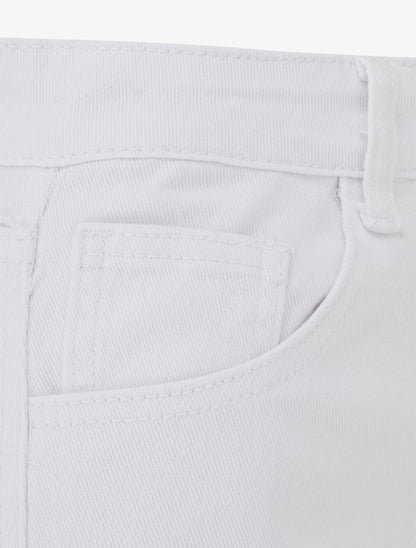 Jean ballon à coutures latérales coupe droite - Blanc