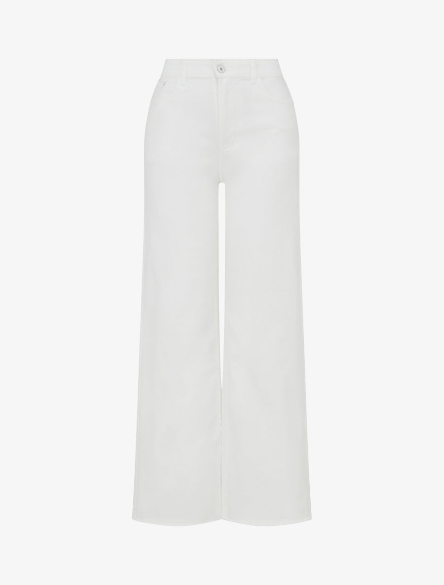 Jean wide leg à bas effilochés - Blanc - 1