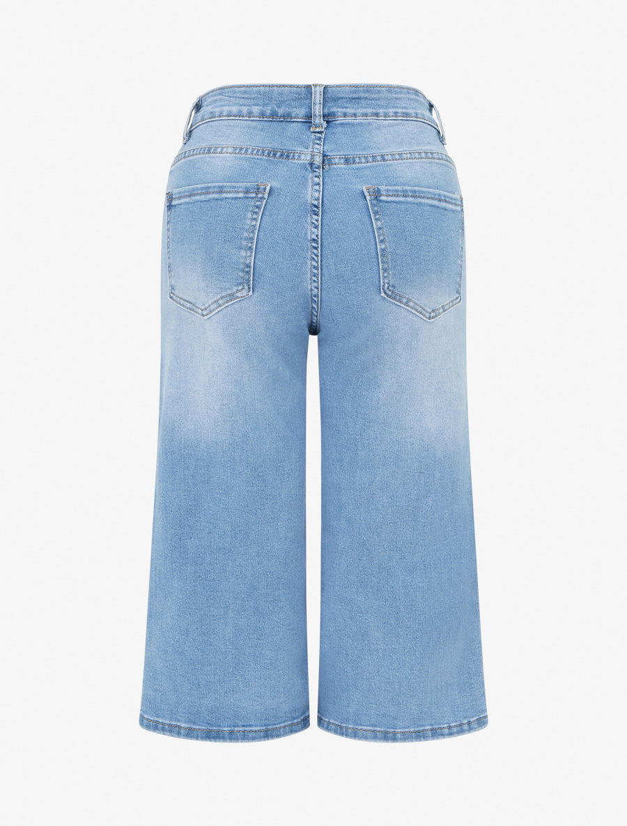 Bermuda droit en jean à taille haute - Bleu clair - 2