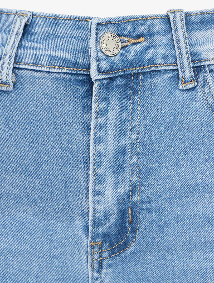 Bermuda droit en jean à taille haute - Bleu clair - 3