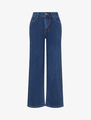 Jean wide leg surpiqué et stylisé - Bleu - 1