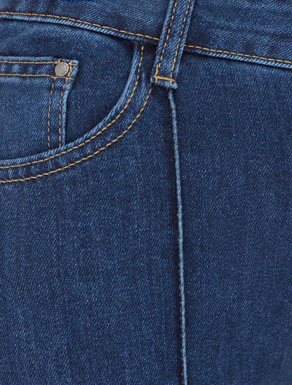 Jean wide leg à surpiqûres - Bleu - 3