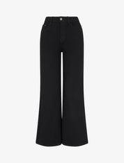 Jean wide leg taille haute uni - Noir - 1