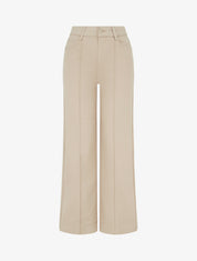Jean wide leg taille haute à couture apparente - Beige - 1