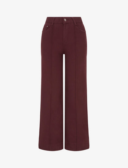 Jean wide leg taille haute à couture apparente - Bordeaux - 1