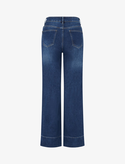 Jean coupe wide leg à taille haute - Bleu denim - 2