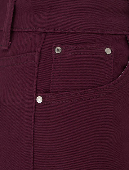 Jean mom grande taille à taille haute - Lie de vin - 3