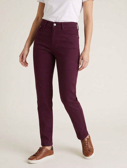 Jean met hoge taille - Wijnrood