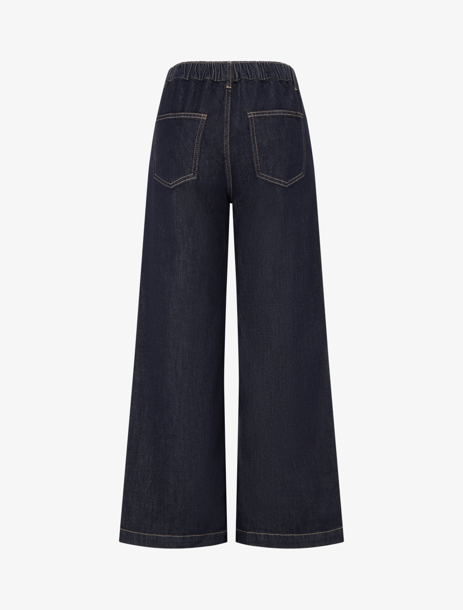 Jean wide leg grande taille à taille élastiquée - Bleu brut - 2