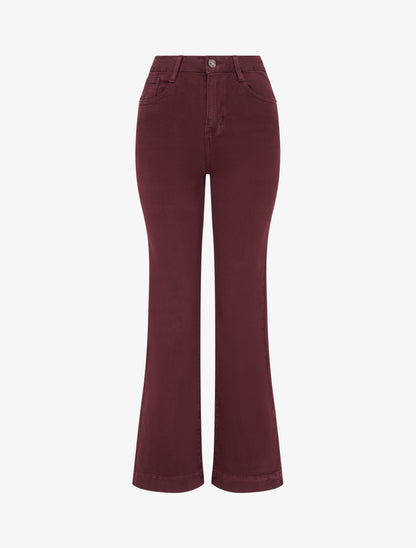 Jean droit taille haute - Lie de vin - 1