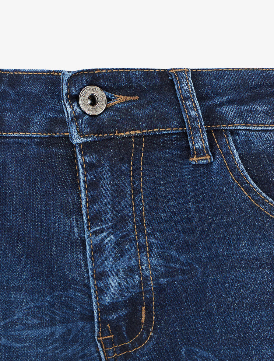 Jean à imprimé plumes coupe skinny - Bleu denim - 3
