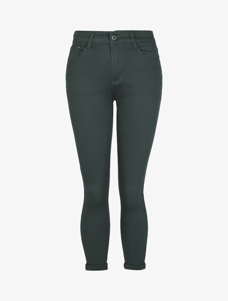 Jean slim stretch à taille haute - Vert sapin - 4