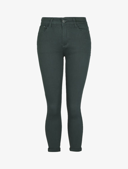 Jean slim stretch à taille haute - Vert sapin - 4