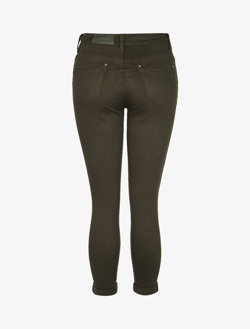 Jean slim stretch à taille haute - Kaki - 2