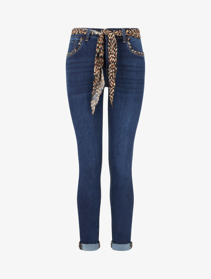 Jean à revers à détail imprimé coupe slim - Bleu denim - 1