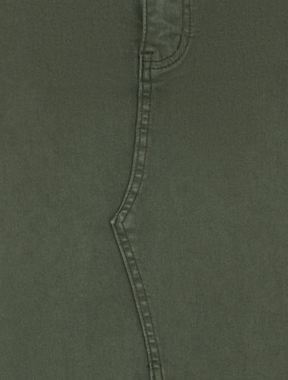 Jupe crayon en jean à poches boutonnées - Kaki - 3