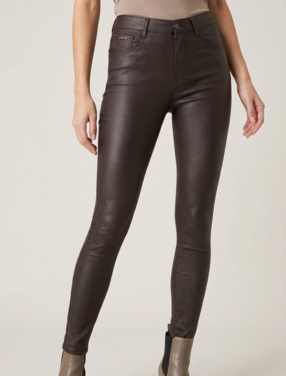 Skinny jeans met een gewaxte look - Bruin