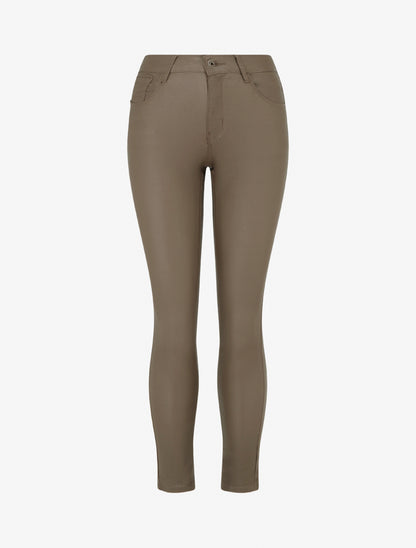 Jean skinny effet ciré - Taupe foncé - 1