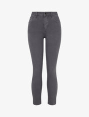 Jean slim uni à taille haute - Gris foncé - 1