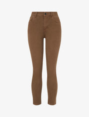 Jean slim uni à taille haute - Marron - 1