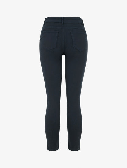Jean slim uni à taille haute - Bleu nuit - 2