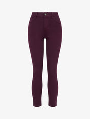 Jean slim uni à taille haute - Prune - 1
