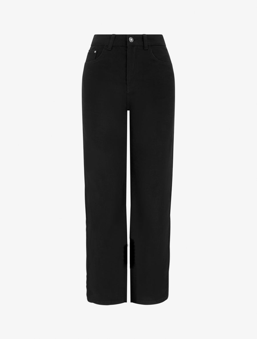 Jean wide leg uni à taille haute - Noir - 1