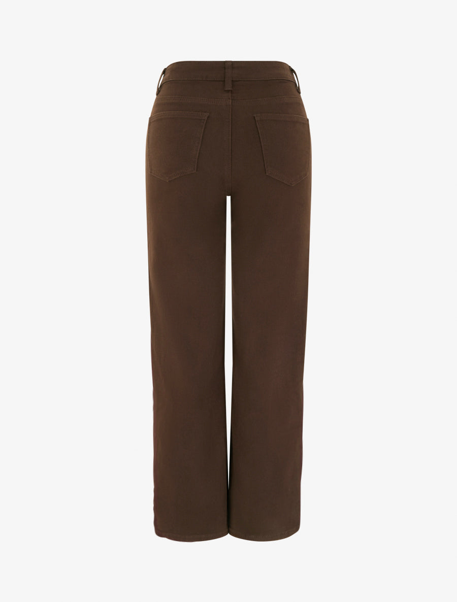 Jean wide leg uni à taille haute - Marron - 2