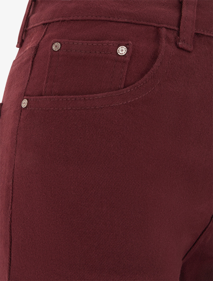 Jean wide leg uni à taille haute - Bordeaux - 3