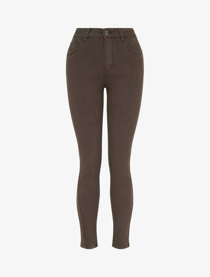 Jean skinny push-up à poches à sequins - Marron - 1