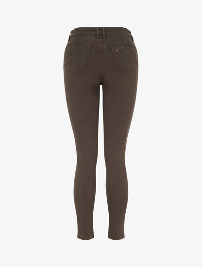 Jean skinny push-up à poches à sequins - Marron - 2