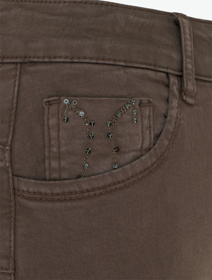Jean skinny push-up à poches à sequins - Marron - 3