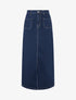Jupe longue coupe droite en jean à 4 poches - Bleu - 1